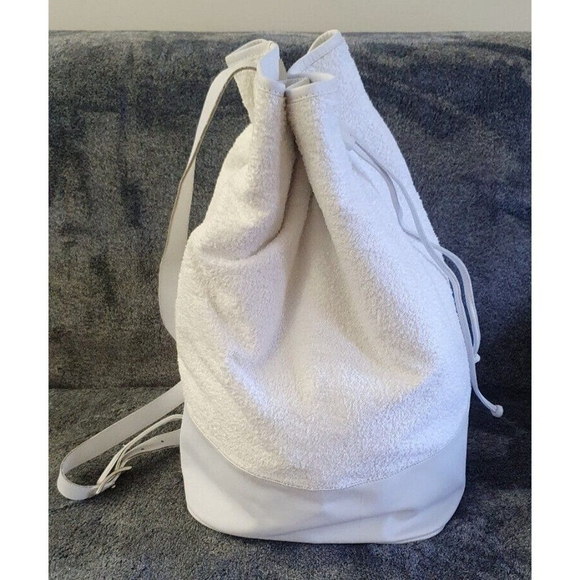 Ralph Lauren One Shoulder Backpack white leather and cotoCasual Unisex Pre-owned - Picture 7 of 13